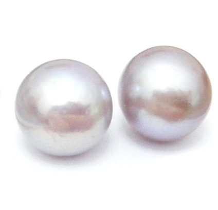 Very Pale Lilac 11.2mm Edison Round Pair